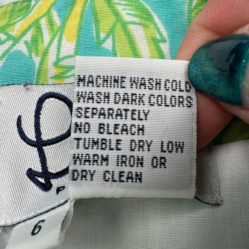 Vintage Lilly Pulitzer Skirt Womens 6 Green Floral Fish Tropical Beachy Bright - Picture 6 of 10